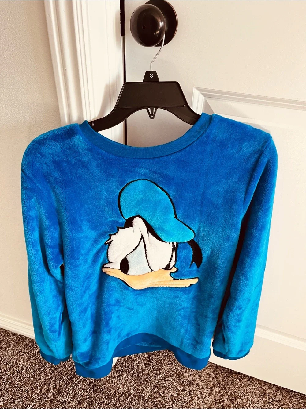 Disney Bright Blue Plush Donald Duck Sweatshirt for women